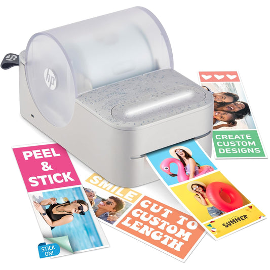 HP Sprocket Panorama Instant Color Label & Smartphone Photo Printer - Portable - Personalize Prints 2” x .5”- 9” on Zink Sticky-Back Photos - Create Photobooth Strips & Custom Designs in App - Grey