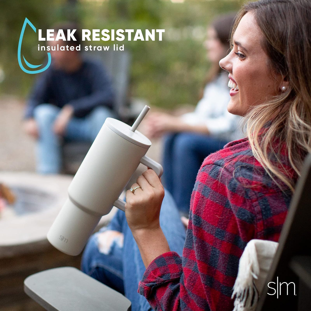 Simple Modern - Tapa de vaso con popote, repuesto reutilizable solamente, se adapta a taza de acero inoxidable Trek Travel Coffee Ice Cup Water Bottle | Colección Trek | Almond Birch