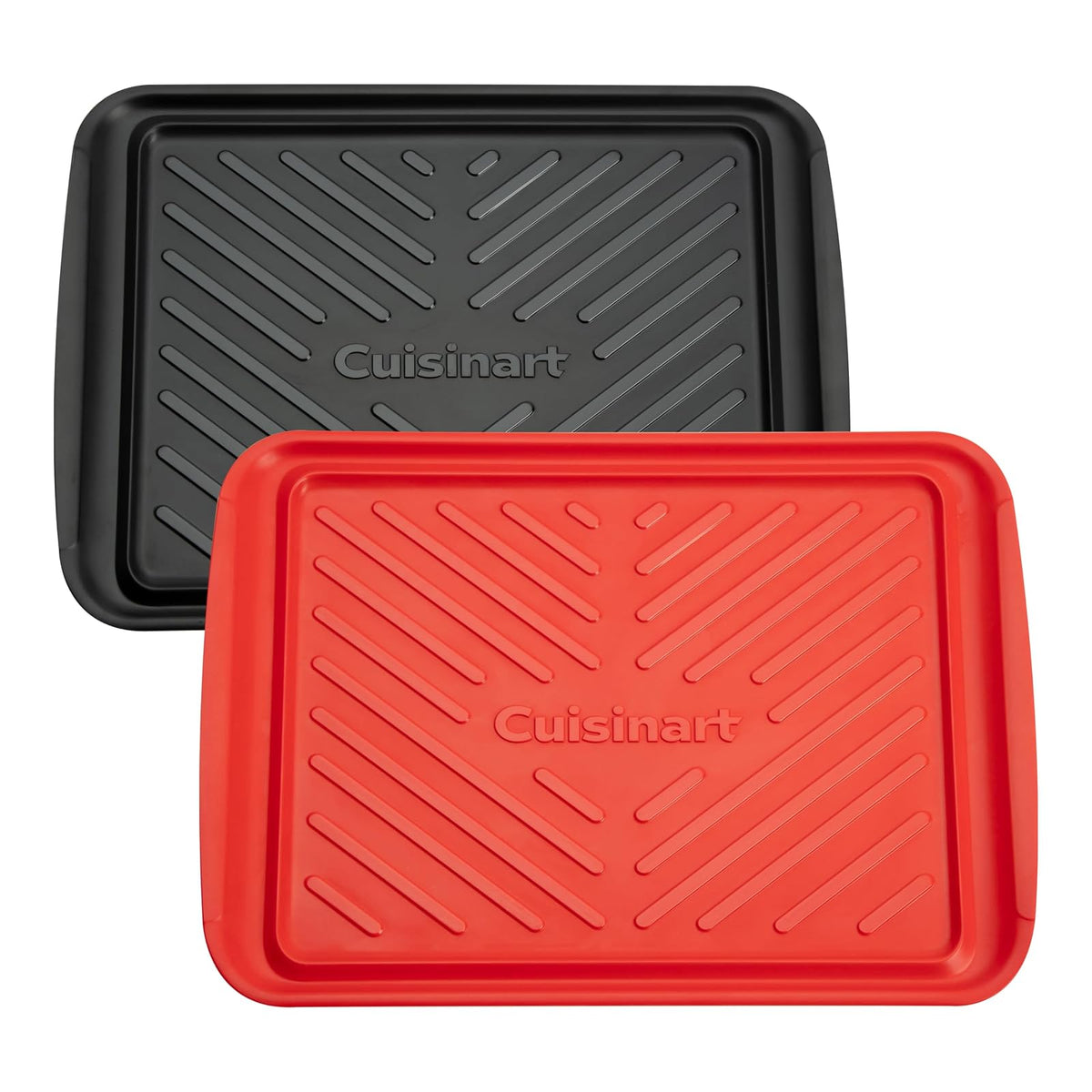 Cuisinart Bandejas Parrilla Set 2 Piezas Roja y Negra | Bandejas de preparación tamaño mediano, sin contaminación cruzada, apto para lavaplatos, hechas de melamina, fácil limpieza