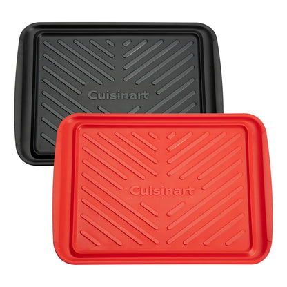 Cuisinart Bandejas Parrilla Set 2 Piezas Roja y Negra | Bandejas de preparación tamaño mediano, sin contaminación cruzada, apto para lavaplatos, hechas de melamina, fácil limpieza