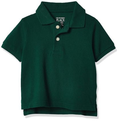 The Children's Place Polo de Piqué Manga Corta para Niño, 100% Algodón - Sombra de abeto individual - 5 Años