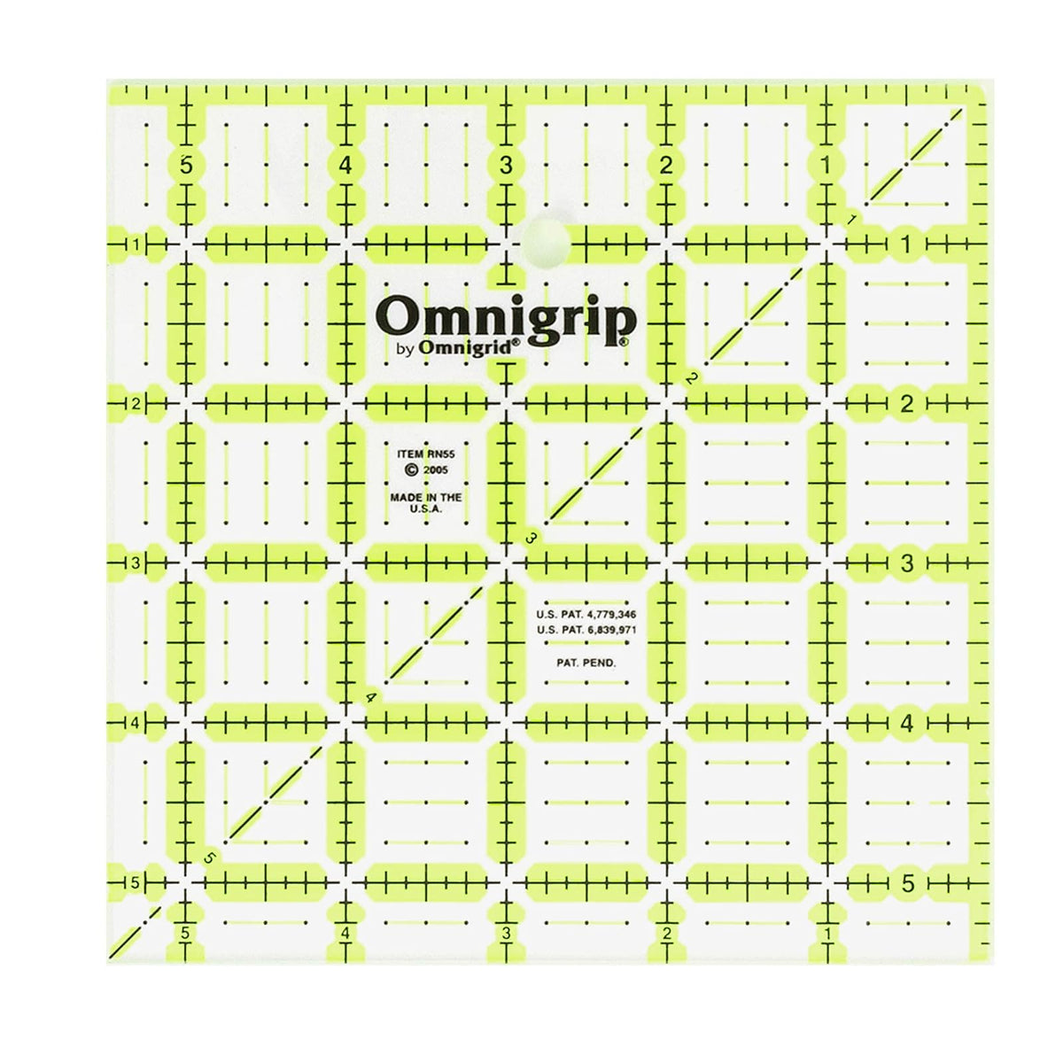 Omnigrid Regla de Acolchado Antideslizante de 5-1/2 Pulgadas x 5-1/2 Pulgadas
