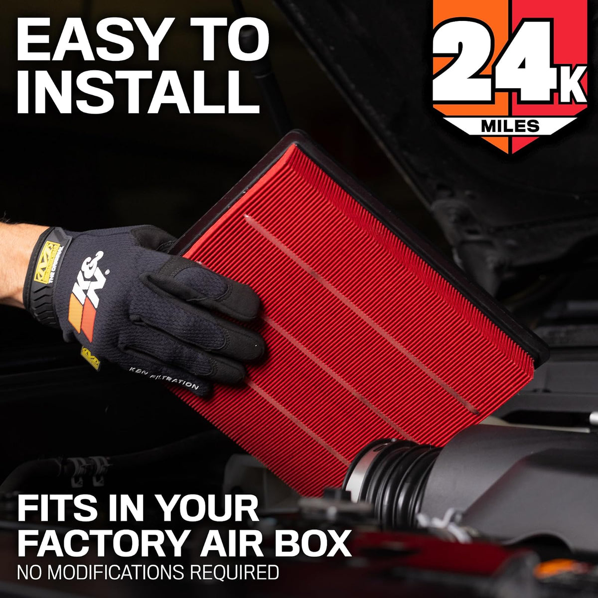 K&N KNF-2993 Filtro de Aire del Motor Vida Extendida 24000 Millas Compatible con Ford/Lincoln/Volvo C-Max/Escape/Focus/Kuga/MKC/V40/V70 2007-2019