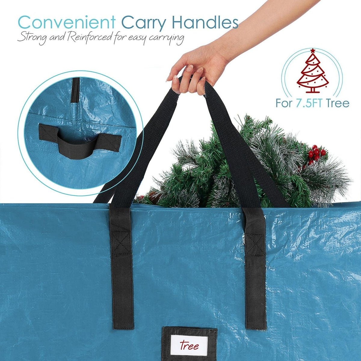 Christmas Tree Storage Bag - Fits Up To 7.5 ft Holiday Trees - Large Christmas Tree Storage Box Container Made from Durable Waterproof Fabric with Handles & Dual Zipper - by Hearth & Harbor