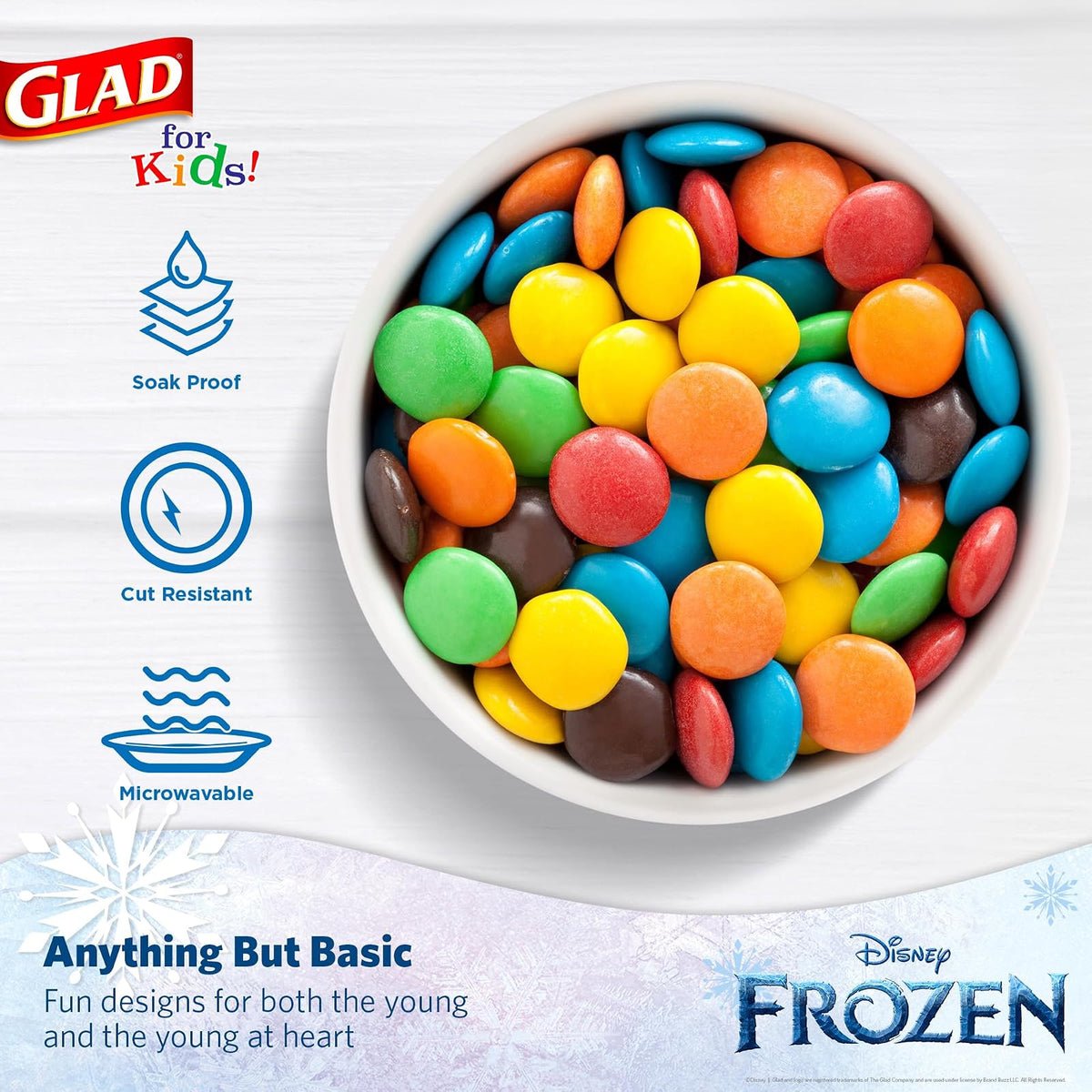 Glad para Niños Disney Frozen Cuencos de Papel 6oz, 32 Unidades | Tazas de Anna y Elsa para Meriendas | Uso Diario Infantil