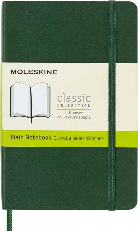 Moleskine Classic Notebook, Soft Cover, Pocket (3.5" x 5.5") Plain/Blank, Myrtle Green, 192 Pages, Pequeño