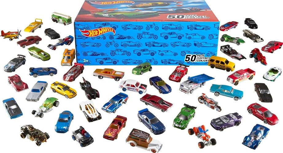 Hot Wheels Die Cast Basics Vehículo de Juguete Paquete de 50 Autos con una fantástica decoración para niños de 3 años en adelante