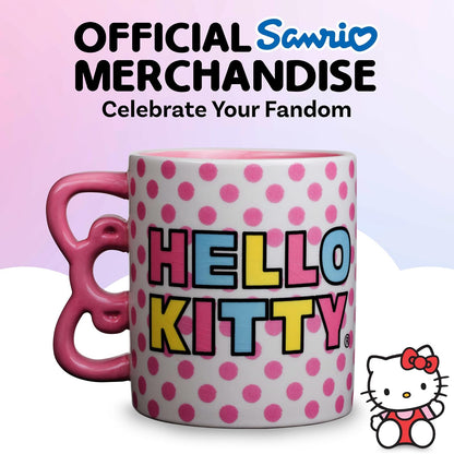 Silver Buffalo Taza de cerámica con asa en forma de rayo, Mango con forma de Hello Kitty., Rosado, 591,47ml, 1