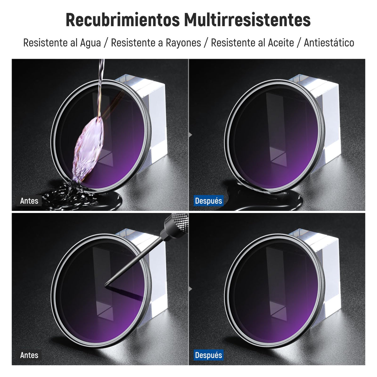 NEEWER 58mm Filtro ND Variable (ND8-2000), True Color & Pasos Duros, Filtro Lente Densidad Neutra Limitada de 3 a 11 Pasos para Cámaras DSLR sin Espejo, Cristal Óptico Multicapa, Marco Alumnio