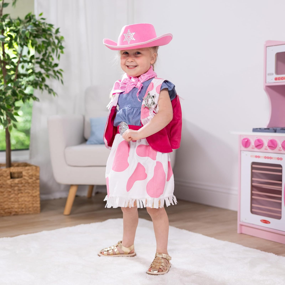Melissa & Doug Disfraz de Vaquera Para Juego Imaginativo, Juego de Simulación (3-6 años, 4 Piezas)