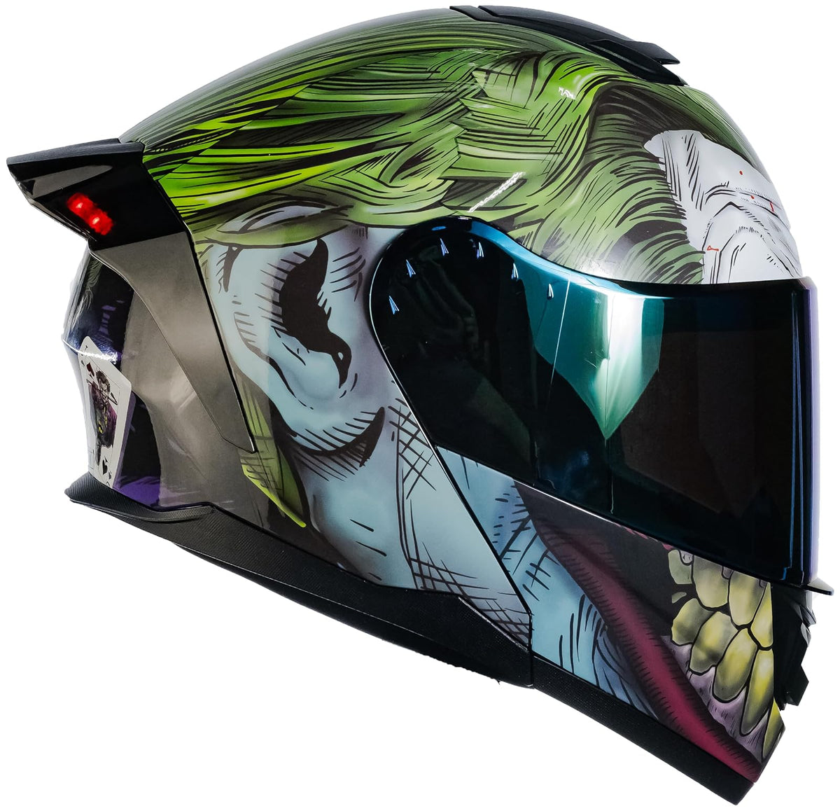 KOV Casco Abatible Joker Guasón Moto DC Comics Led + Lentes (M)