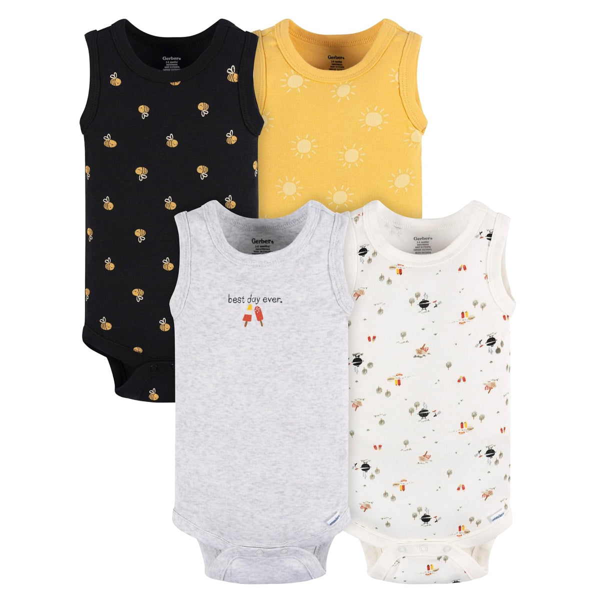 Gerber Paquete de 5 Playeras de Manga Corta para Bebé - 6-9 Meses - Patio trasero Bbq