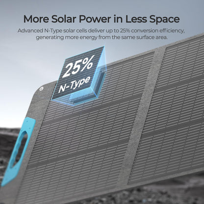Renogy - Panel solar de 100 W, paneles solares portátiles tipo N de 100 W, con soporte, cargador solar plegable del 25% de alta eficiencia para central eléctrica, salida USB-A y tipo C, para camping
