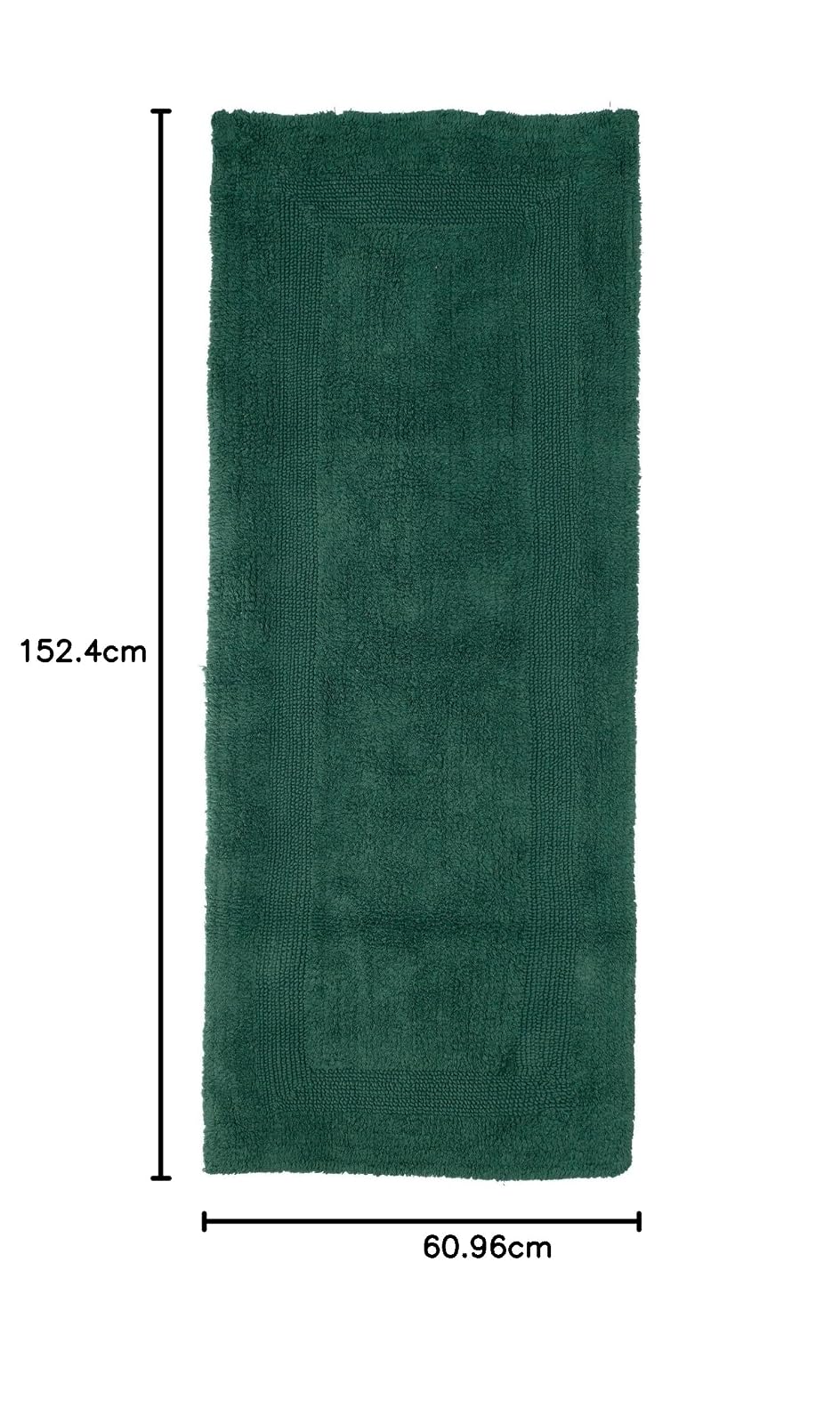 Lavish Home 67-0019-G Reversible Long Bath Rug, Green, 24" x 60"