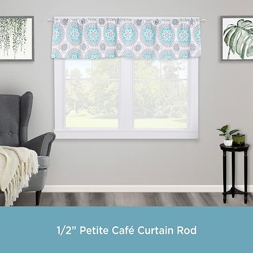 Kenney KN55251 Davenport - Barra Decorativa para Cortina de Ventana, Longitud Ajustable, Acabado Blanco, Tubo de Acero de 1/2 Pulgadas de diámetro