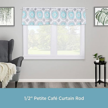 Kenney KN55251 Davenport - Barra Decorativa para Cortina de Ventana, Longitud Ajustable, Acabado Blanco, Tubo de Acero de 1/2 Pulgadas de diámetro