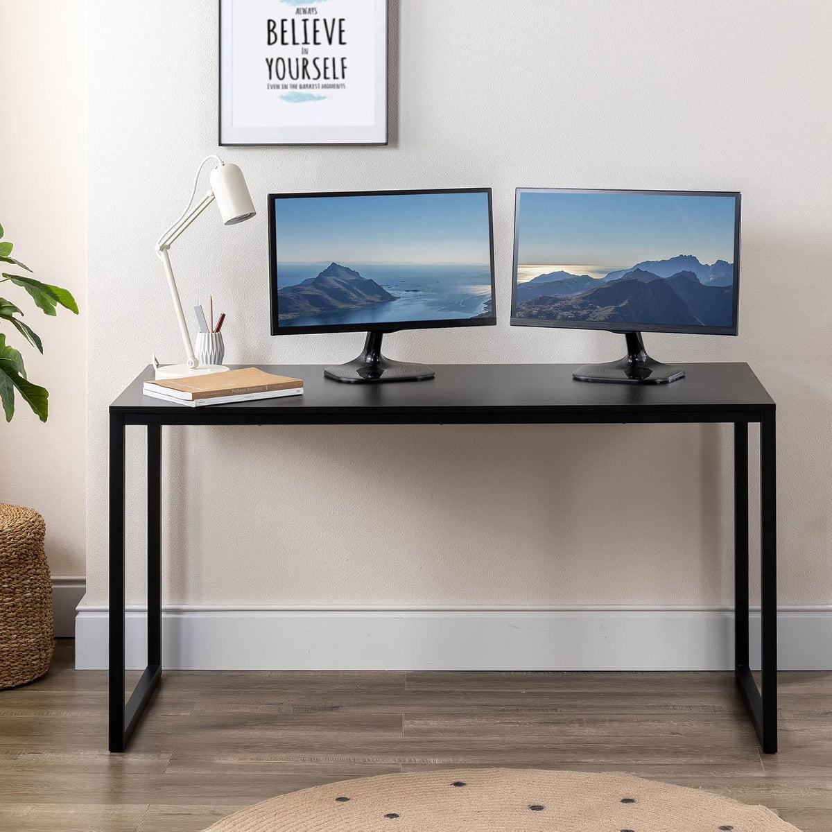 Zinus Jennifer | Escritorio de Trabajo de Madera Espresso Intenso| Home Office | Minimalista y Moderno | Garantía de 1 año