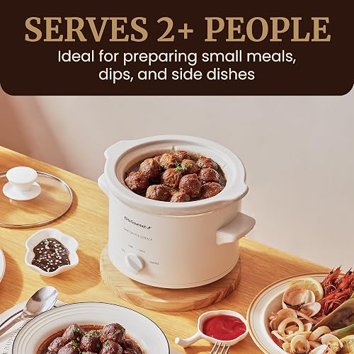 Elite Gourmet MST-250XW - Olla de cerámica eléctrica de cocción lenta con temperatura ajustable, entrantes, salsas, guisos y inmersiones, tapa de vidrio apta para lavaplatos y vajilla