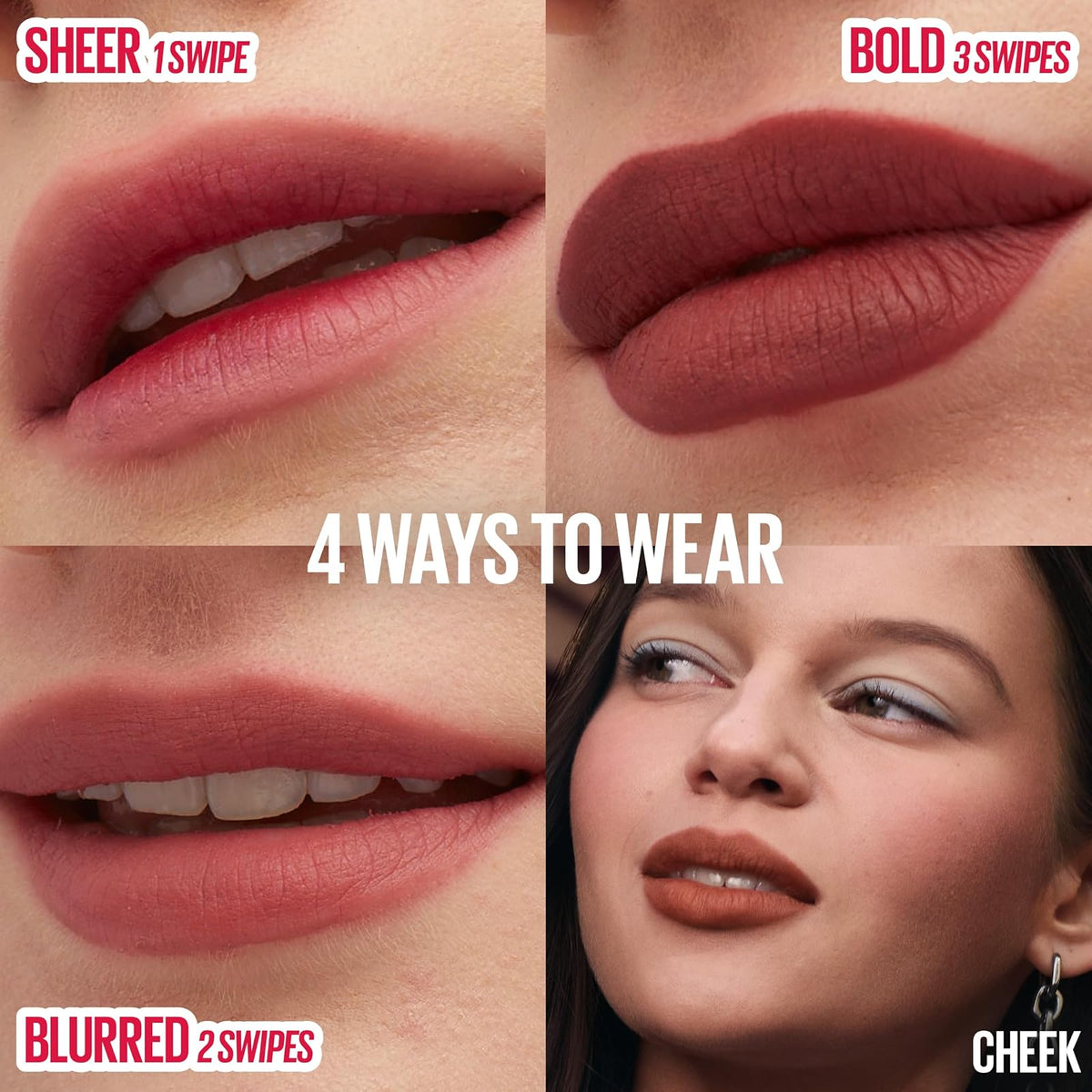 Maybelline Super Stay Teddy Tint, Tinta para Labios Mate Difuminado, Larga Duración 12 Horas, Textura Suave, No Transfiere, A Prueba de Bebidas y Besos, Tono Ribbon Tied, 5 ml
