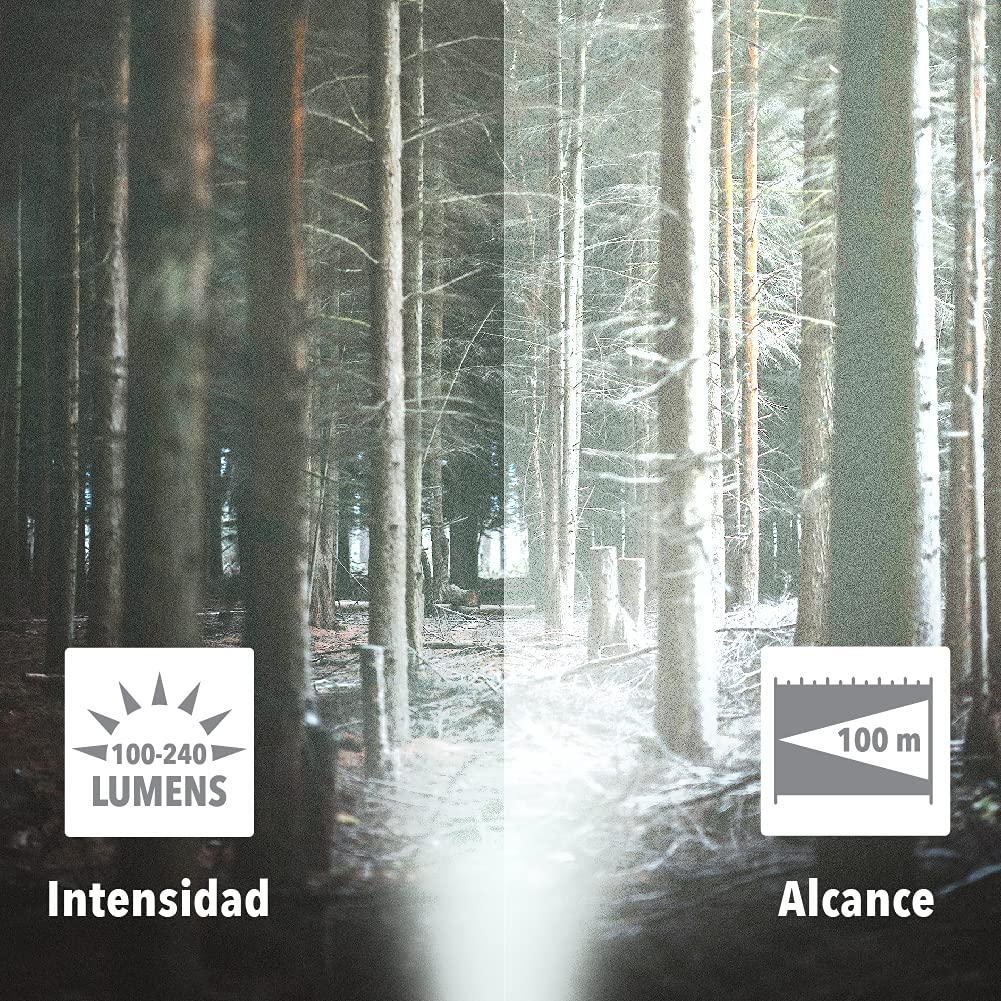 Tecnolite Lámpara LED Recargable Portátil, Linterna LED, 4 Horas de Uso, 100 m. de Distancia, 3.5 W, 100 - 240 V, 100 Lumens, Luz de Día 6 500 k, IP 20, Color: Naranja.