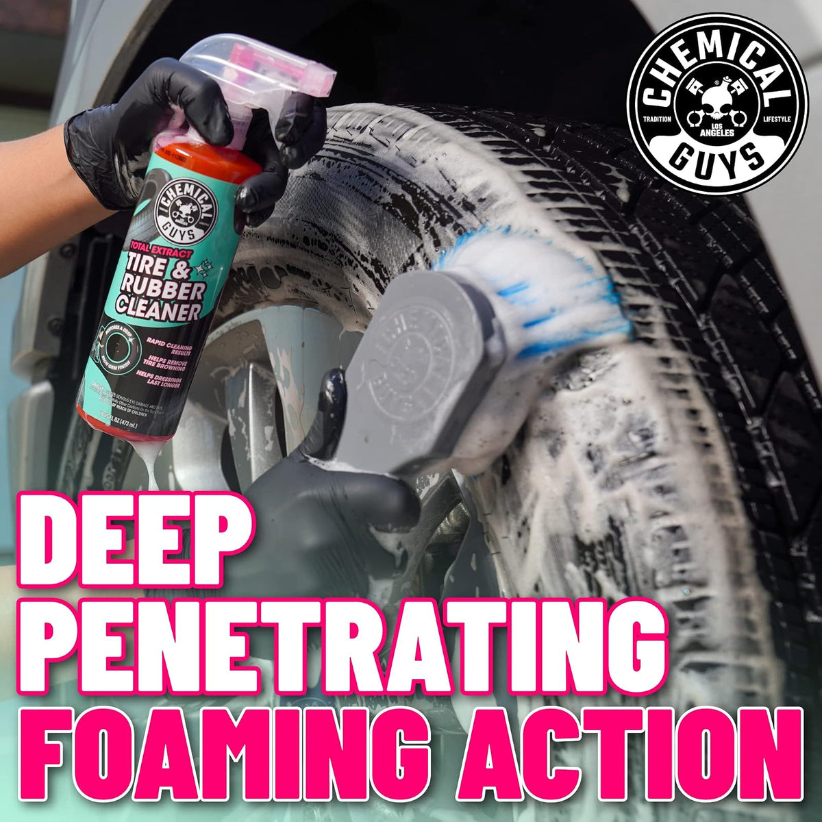 Chemical Guys Limpiador de neumáticos y Caucho Total Extract, Seguro para Automóviles, Camiones, todoterrenos, Motocicletas, vehículos recreativos y más, 473 ml