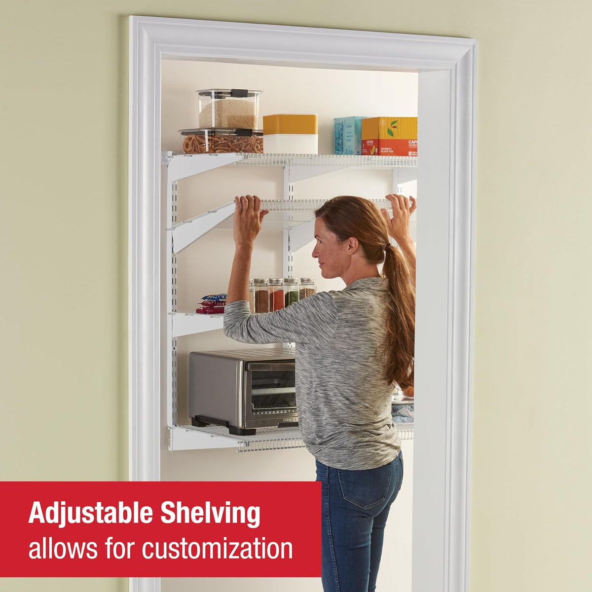 Rubbermaid Sistema de estantería de organización de despensa de 36 pulgadas, montaje directo en pared, 4 estantes y kit de herramientas de montaje incluido sistema de estantería de alambre blanco para