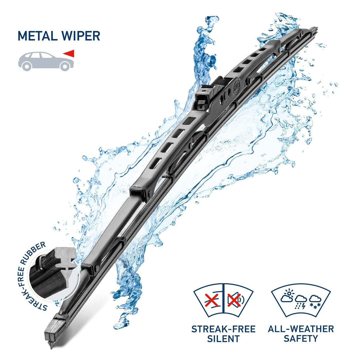 Hella Escobilla de Limpiaparabrisas OE Estándar de Goma para Todas las Estaciones, 28 cm, Paquete de 2, 9XW398114011