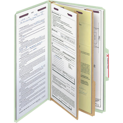 Smead Carpeta de archivos de clasificación de cartón con cierres SafeSHIELD, 2 divisores, expansión de 2 pulgadas, tamaño legal, gris/verde, 10 por caja (19076)