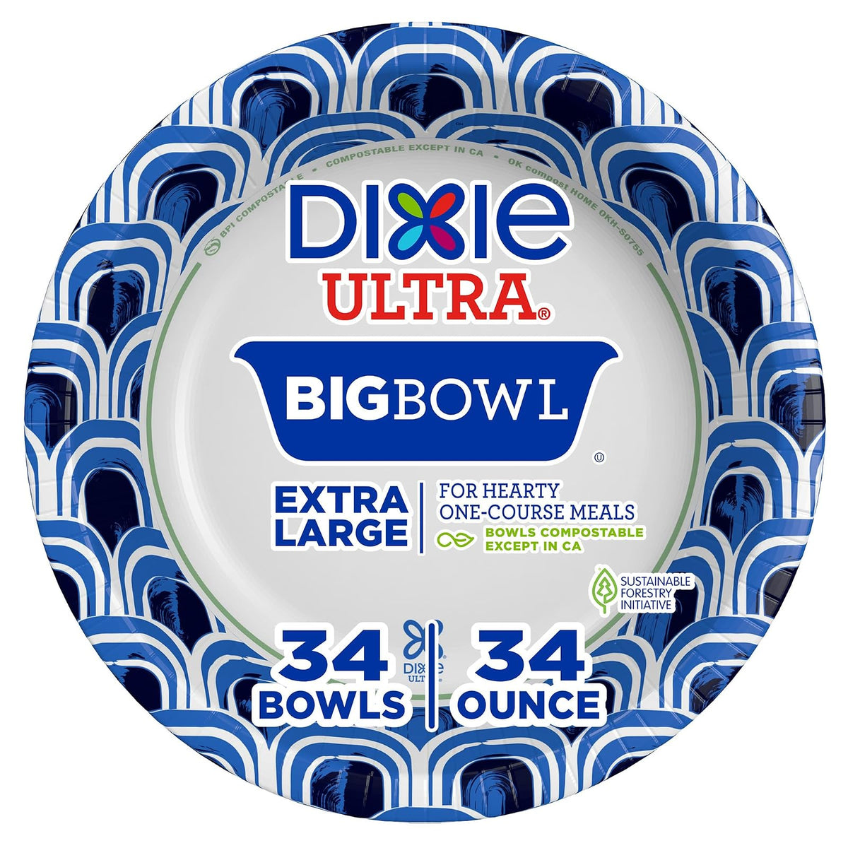 Dixie Ultra® Tazón de papel de 34 onzas, 34 unidades