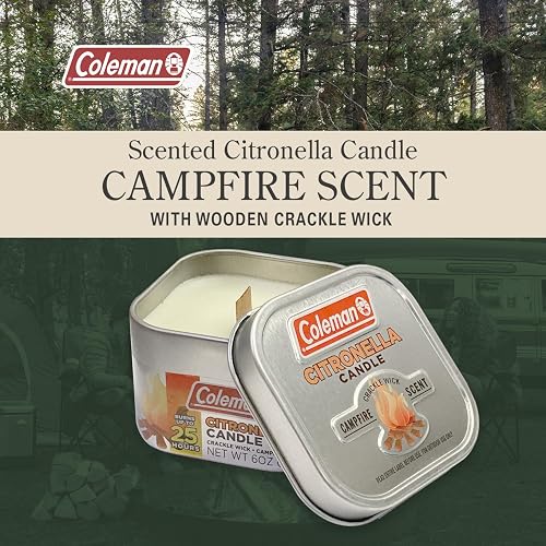 Coleman Vela aromática de citronela con mecha de madera agrietada
