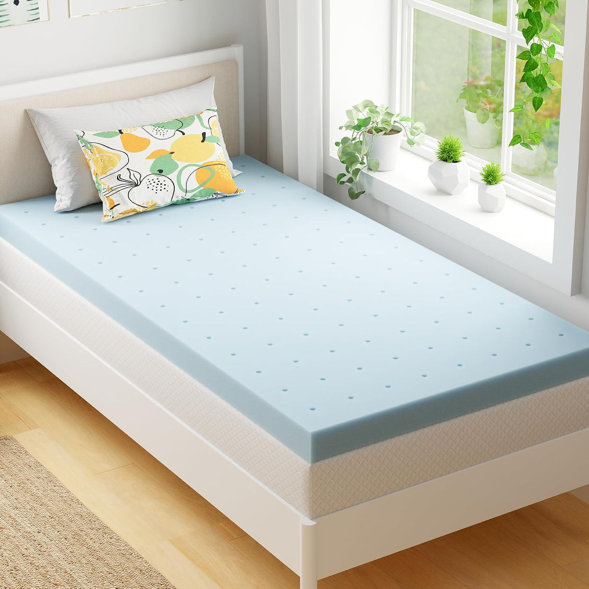 EGOHOME Colchoneta de Espuma Viscoelástica con Gel - Azul - Individual