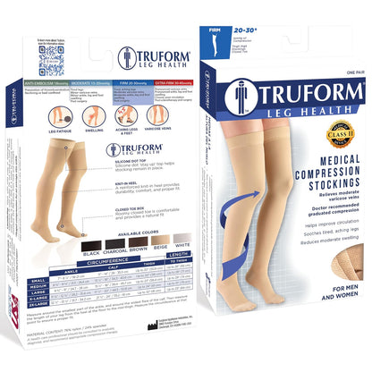Truform 20-30 mmHg Compression Stockings for Men and Women, Knee High Length, Closed Toe, Brown, X-Large
