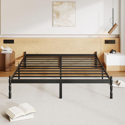 ZIYOO - Marco de Cama de Plataforma de Metal tamaño King de 14 Pulgadas con Estilo clásico, tapón Deslizante de colchón, Listones de Acero Resistentes de 1500 Libras, no Necesita somier, sin Ruido