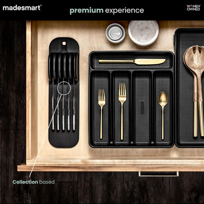 Madesmart Antimicrobial Classic - Alfombrilla de cuchillo grande de agarre suave, cajón antideslizante, organización del hogar de larga duración, certificado por la EPA, carbono premium