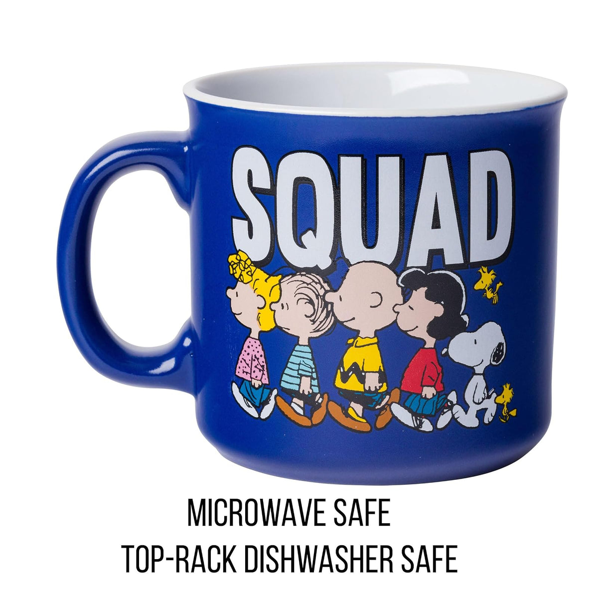 Silver Buffalo PEA429E1 Peanuts Squad - Taza de cerámica para caravana, 20 onzas, color negro