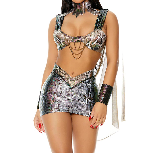 Forplay - Disfraz de medusa sexy para mujer con cabeza en el juego, Reptil, XS/S