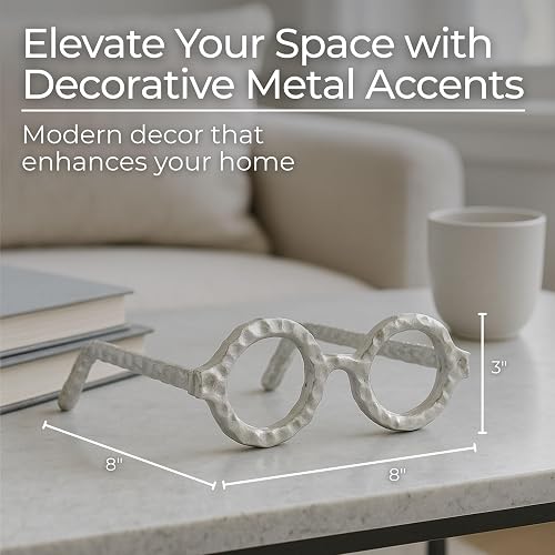 Sagebrook Home Abstract Round Glasses Aluminum Sculpture Decoration, Room or Office Decor, Black