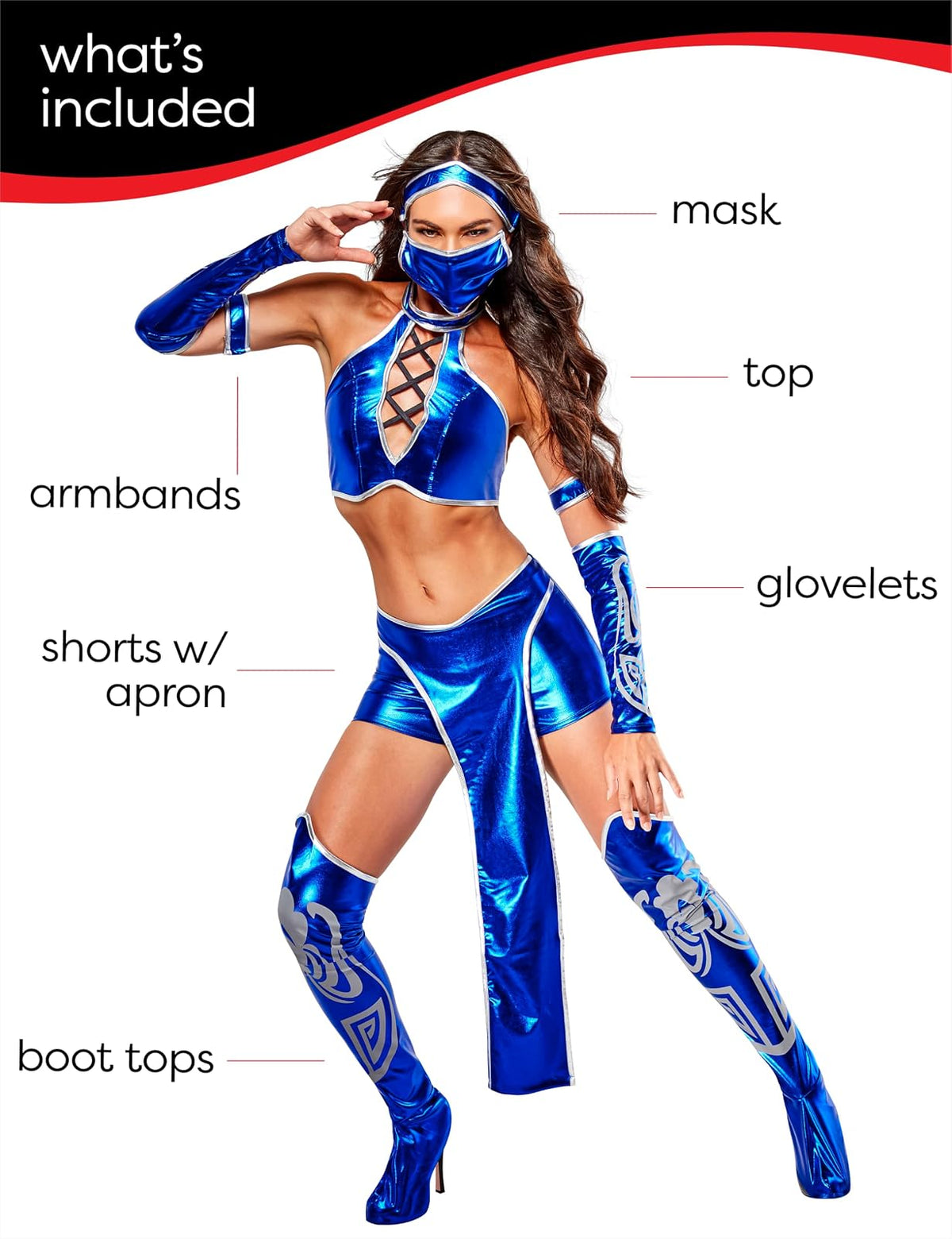 Secret Wishes Disfraz Kitana Mortal Kombat para mujer, Azul/Patchwork, S