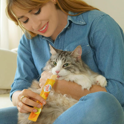 Churu Inaba Pops, Premios Cremosos para Gato, Sabor Atún, Bajo en Calorías, 6 Paquetes x 4 Tubos