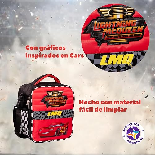 Ruz Lonchera Infantil y Preescolar | Cars | 100% Poliéster Capacidad 3 Litros | Bolso Térmico Escolar para Niños con Asa y Cierre de Cremallera | Recomendado desde 3 años
