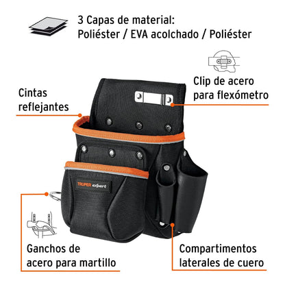 Truper Expert POHE-6NX Porta herramientas de poliéster 6 compartimentos lavable