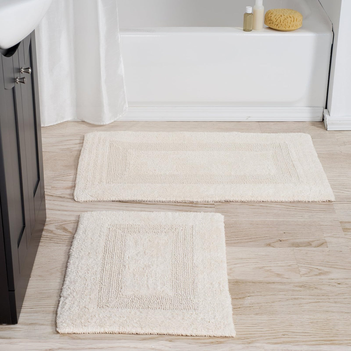 Lavish Home 67-0018-I Reversible Rug Set, Ivory, 2 Piece