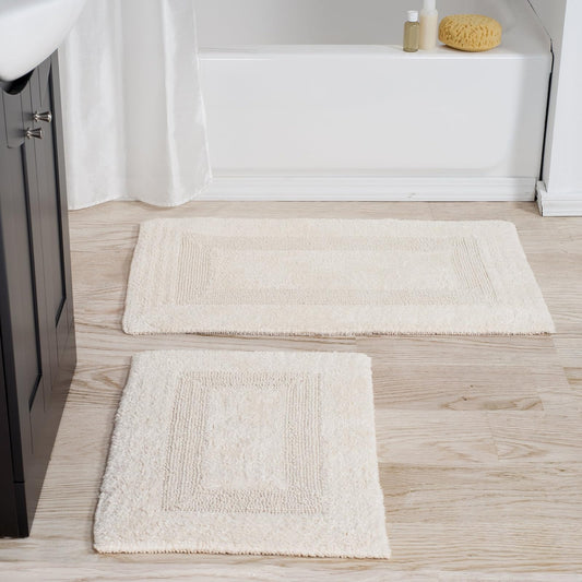 Lavish Home 67-0018-I Reversible Rug Set, Ivory, 2 Piece