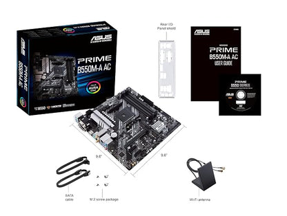 ASUS Prime B550M-A AC Tarjeta Madre AMD para PC de Trabajo Estudio y Juego | AM4, mATX, Ryzen serie 5000/3000, DDR4 hasta 128GB, PCIe 4.0 x16, 2 ranuras M.2, WiFi 5 + BT 5.0, LAN Gigabit, garantía ASUS