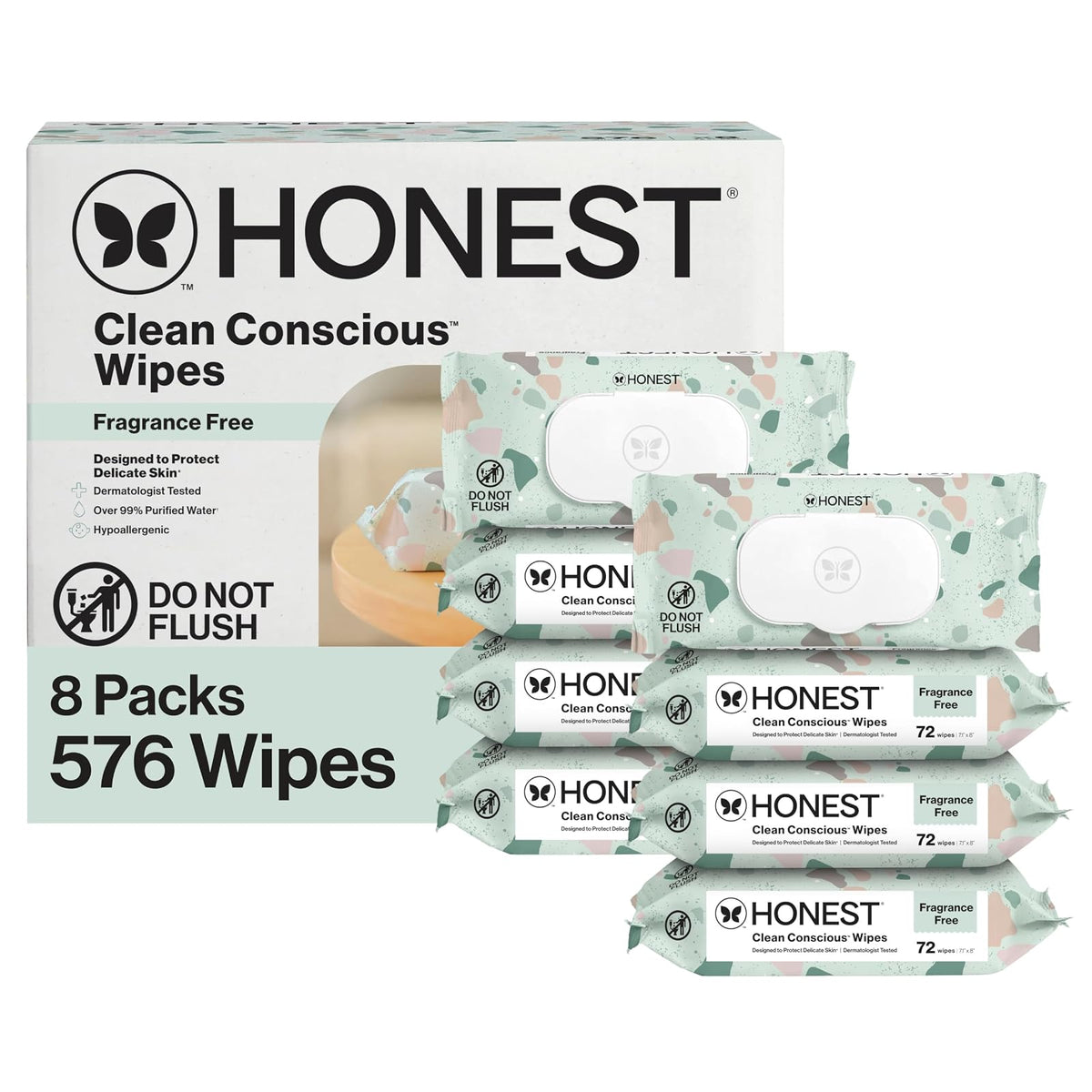 The Honest Company Toallitas para Bebé Rose Blossom, 288 Piezas - 576 Count - Clásico
