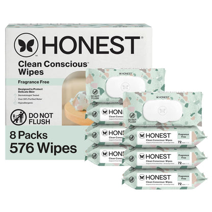 The Honest Company Toallitas para Bebé Rose Blossom, 288 Piezas - 576 Count - Clásico