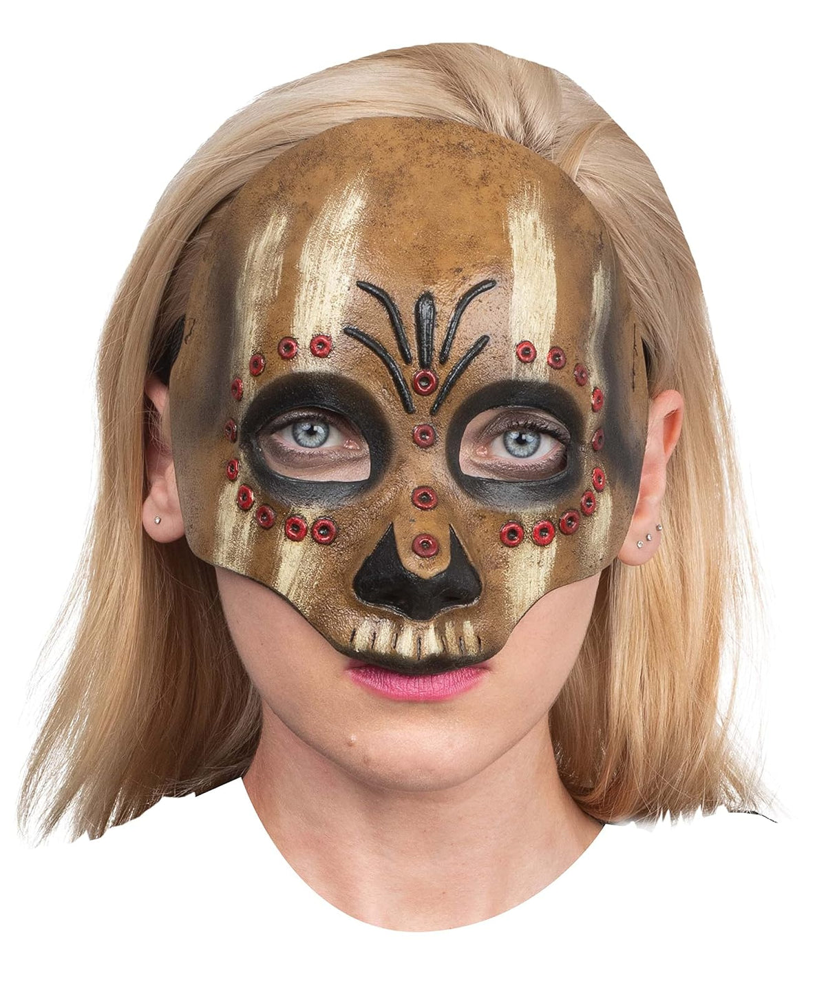 Ghoulish Productions Voodoo Priestess Mask, Máscara para Mujer de Bruja Voodoo, Antifaz de Hechicera Vudú Ideal para Halloween y Fiestas de Disfraces