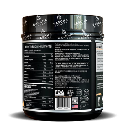 Sascha Fitness Multi Colágeno Hidrolizado | Ácido Hialurónico | Biotina | Cynatine HNS | Vitamina C & E - Sabor Caramel Macchiato
