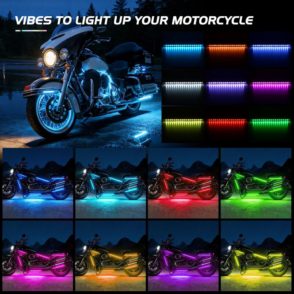 Nilight TL-35 - Luces LED RGB para Motocicleta, Impermeable, Multicolor, con Mandos a Distancia Inalámbricos RF Duales, 2 Años Garantía
