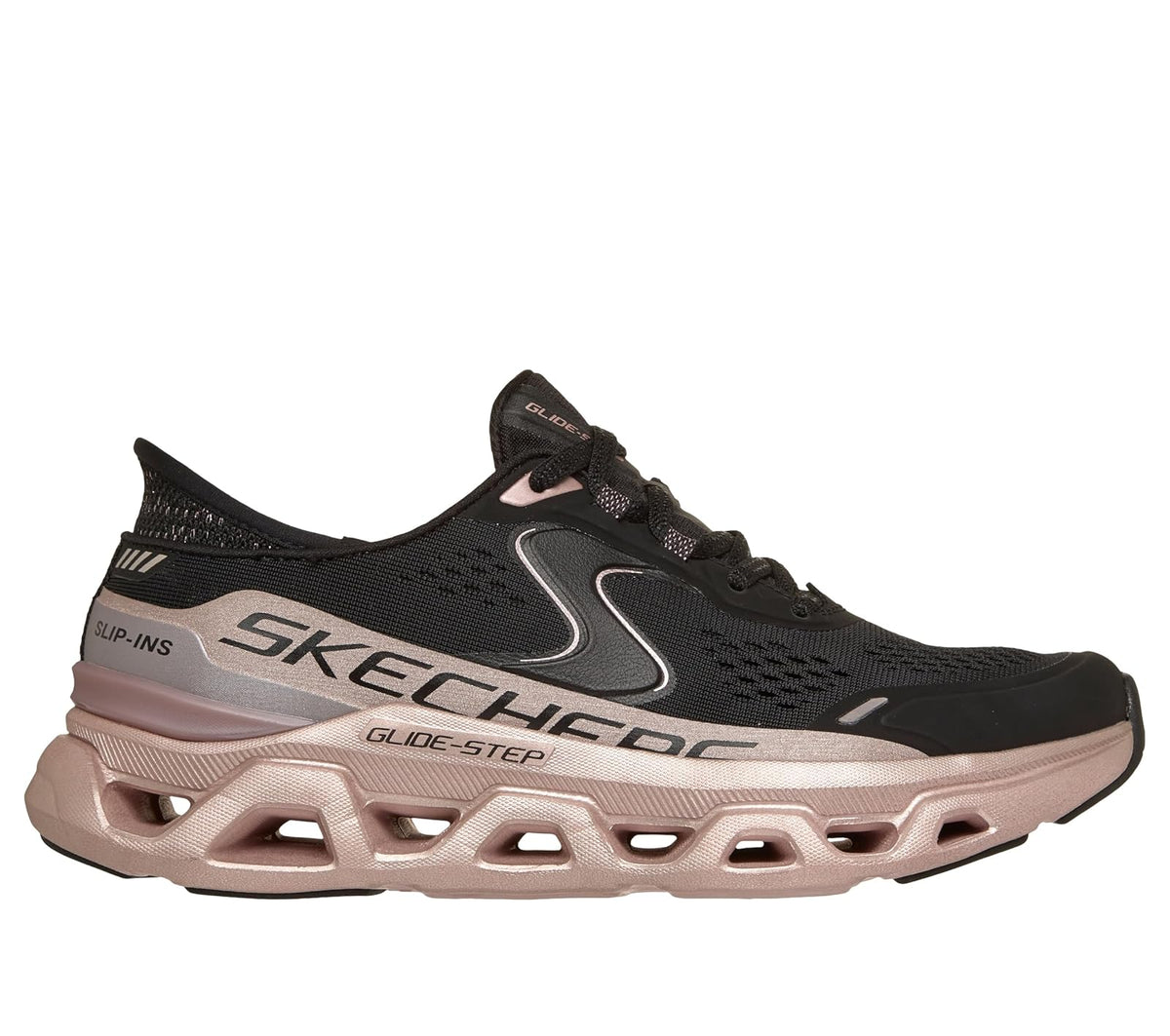Skechers Glide-Step Altus Starlight Shine Slip-ins Zapatillas para Mujer - 26.5 cm - Bkrg=negro - oro rosa